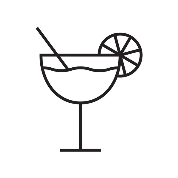 直线图标鸡尾酒与切片柠檬分离的白色背景 矢量说明 — 图库矢量图片