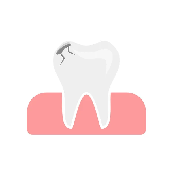 Flaches Symbol Weißer Gebrochener Zahn Isoliert Auf Weißem Hintergrund Vektorillustration — Stockvektor