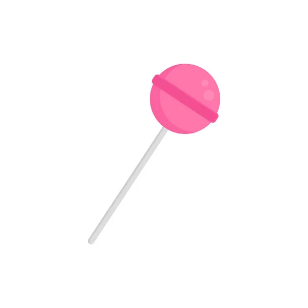 Плоская Иконка Розовый Lollipop Изолирована Белом Фоне Векторная Иллюстрация — стоковый вектор