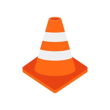 Düz simge trafik konisi beyaz arkaplanda izole edildi. Vektör illüstrasyonu.