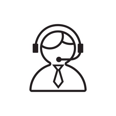 Beyaz arkaplanda hat simgesi arama merkezi izole edildi. Vektör illüstrasyonu.