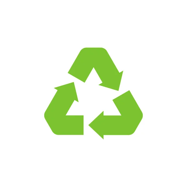 Icono Plano Reciclar Aislado Sobre Fondo Blanco Flechas Verdes Ilustración — Vector de stock