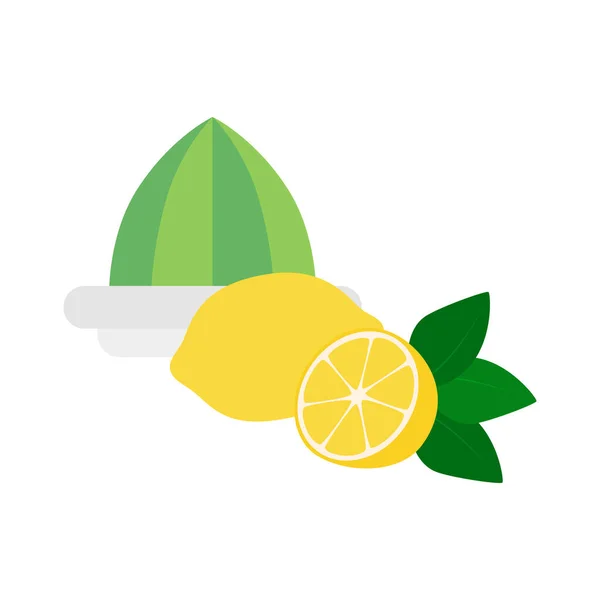 Плоская Иконка Лимонный Сжиматель Лимоном Изолированы Белом Фоне Целый Лимон — стоковый вектор