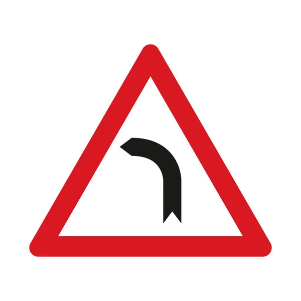 Ein Verkehrszeichen Warnt Vor Einer Linkskurve Verkehrszeichen Isoliert Auf Weißem — Stockvektor