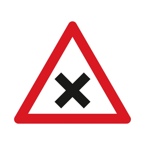 Verkehrsschilder Warnen Vor Einer Unkontrollierten Kreuzung Verkehrszeichen Isoliert Auf Weißem — Stockvektor