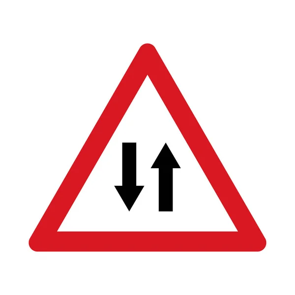 Предупреждение Дорожном Знаке Дороги Двусторонним Движением Дорожный Знак Изолирован Белом — стоковый вектор