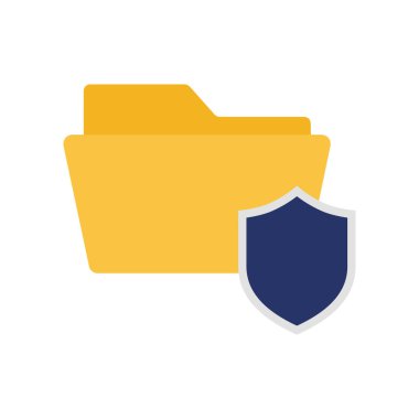 Beyaz zemin üzerinde kalkan olan düz simge iş dizini. Veri koruması. Vektör illüstrasyonu.