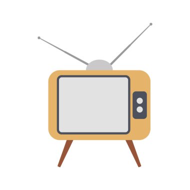 Beyaz arka planda izole edilmiş eski düz simge televizyon. Vektör illüstrasyonu.