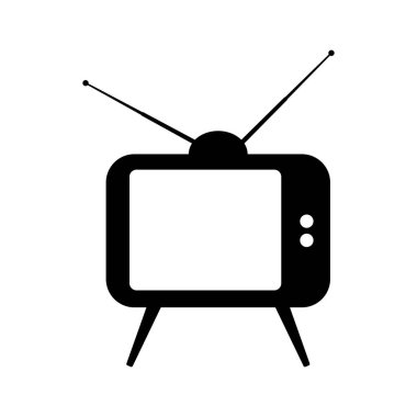 Beyaz arka planda izole edilmiş eski televizyonun vektör illüstrasyonu. Vektör illüstrasyonu.