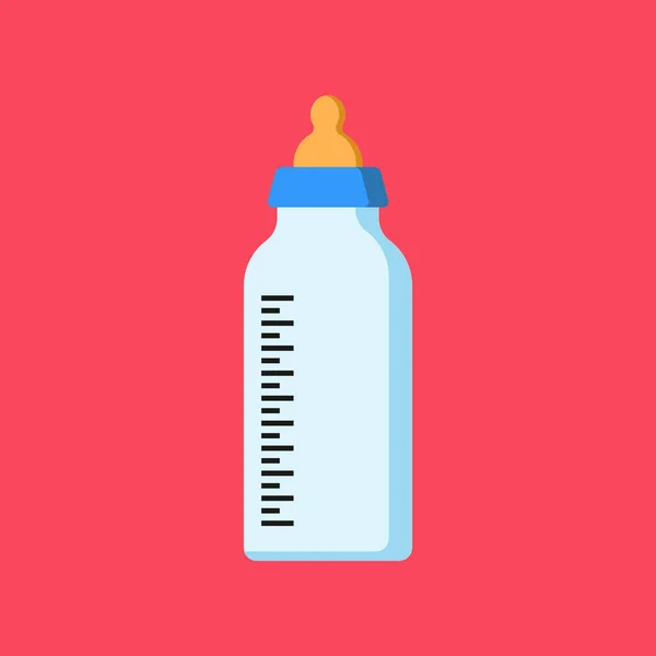 Platt Ikon Baby Utfodring Flaska Isolerad Vit Bakgrund Vektorillustration — Stock vektor