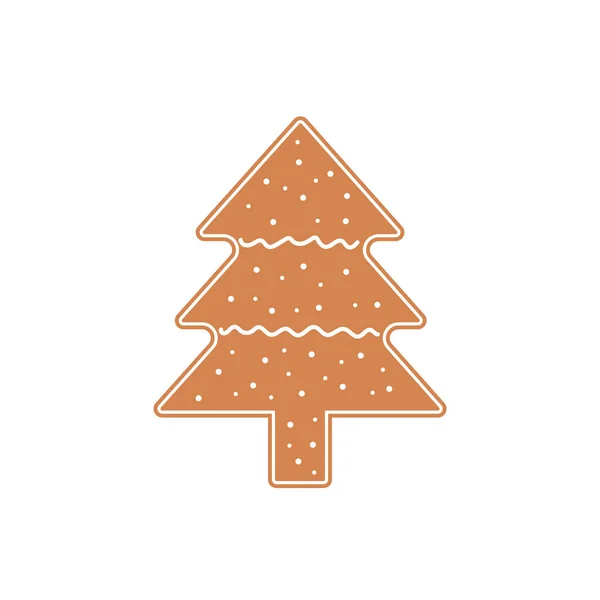 白い背景に隔離されたフラットアイコンジンジャーブレッドクリスマスツリー ベクターイラスト — ストックベクタ