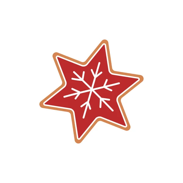 平面图标自制姜饼明星孤立在白色背景 矢量说明 — 图库矢量图片