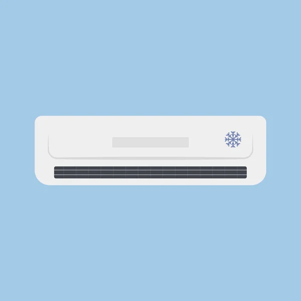Icône Plate Air Conditionné Maison Isolé Sur Fond Bleu Illustration — Image vectorielle