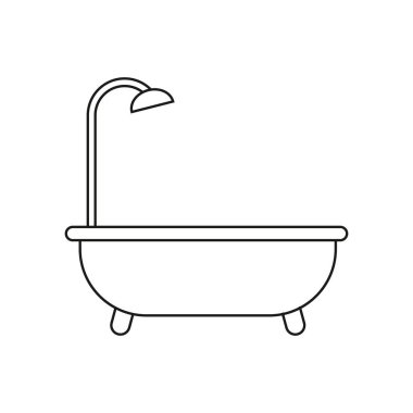 Beyaz arka planda izole edilmiş çizgi ikonu küveti. Vektör illüstrasyonu.