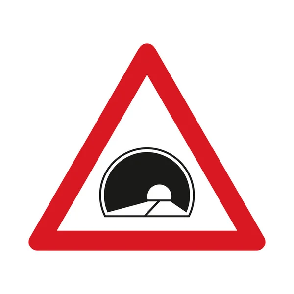 Verkehrsschilder Warnen Vor Einem Tunnel Auf Weißem Hintergrund Verkehrszeichen Isoliert — Stockvektor