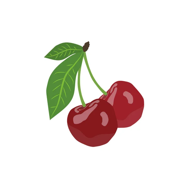 Flat Icon Cherry Isolated White Background Vector Illustration — Stock Vector