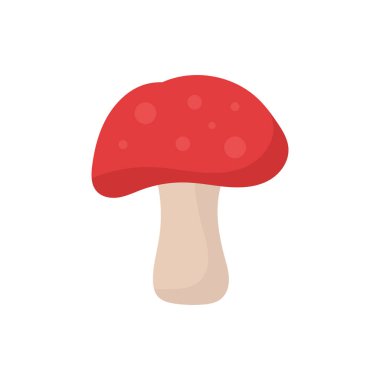 Beyaz arka planda izole edilmiş yassı ikon mantarı. Vektör illüstrasyonu.