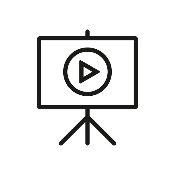 Icône Ligne Présentation Vidéo Isolé Sur Fond Blanc Illustration Vectorielle — Image vectorielle