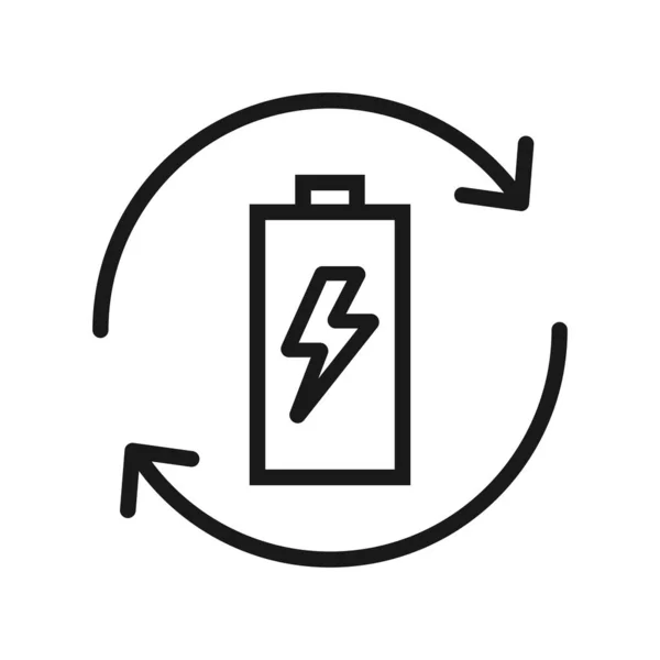 Ikona Linii Wymienić Baterię Izolowane Białym Tle Ilustracja Wektora — Wektor stockowy