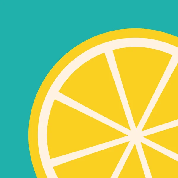 Flache Zitronenscheibe Auf Türkisfarbenem Hintergrund Design Für Post Und Tapete — Stockvektor