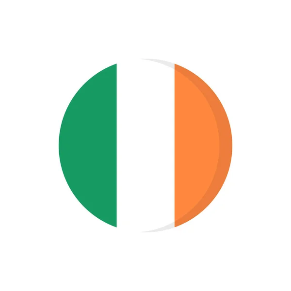 Bandera Plana Icono Irlanda Círculo Símbolo Aislado Sobre Fondo Blanco — Vector de stock
