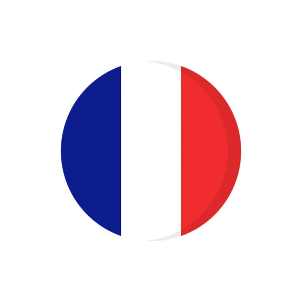 Icône Plate Drapeau France Cercle Symbole Isolé Sur Fond Blanc — Image vectorielle