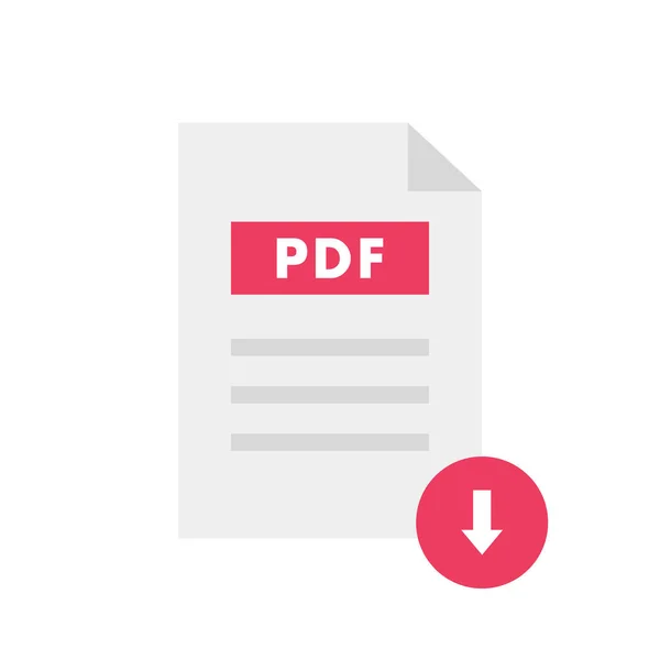 平面图标下载Pdf文件隔离在白色背景 下载红色圆圈图标 矢量说明 — 图库矢量图片#