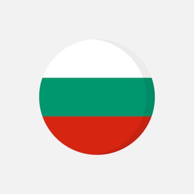 Açık gri arka planda izole edilmiş daire şeklinde daire şeklinde Bulgaristan 'ın düz simgesi. Vektör illüstrasyonu.