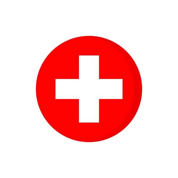 白い背景に隔離された円記号でスイスの平らなアイコンの旗 ベクターイラスト — ストックベクタ