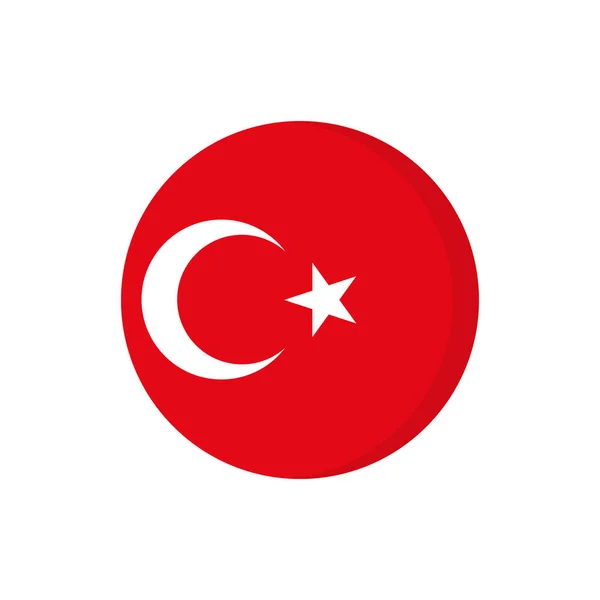白い背景に隔離された円記号でトルコの平らなアイコンの旗 ベクターイラスト — ストックベクタ