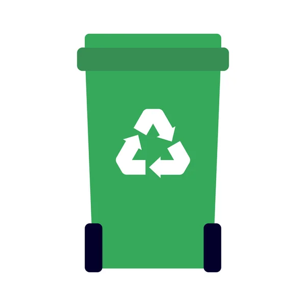 Poubelle Recyclage Icône Plate Avec Logo Recyclage Isolé Sur Fond — Image vectorielle