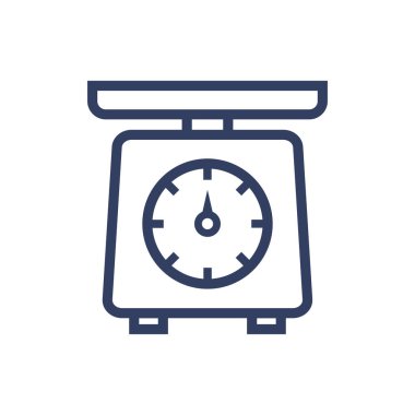 Çizgi simgesi mutfak ölçeği beyaz arkaplanda izole edilmiş. Vektör illüstrasyonu.