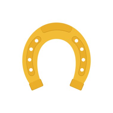 Beyaz arka planda izole edilmiş düz ikon altın at nalı. Şanslı Aziz Patrick Günü sembolü. Vektör illüstrasyonu.