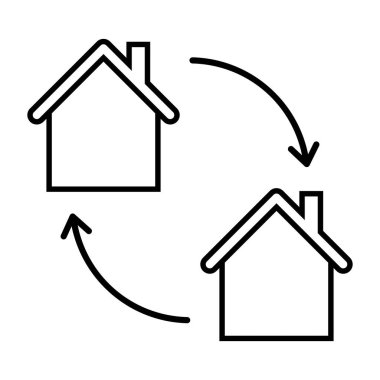 Hat simgesi evleri beyaz arka planda izole edilmiş. Vektör illüstrasyonu.
