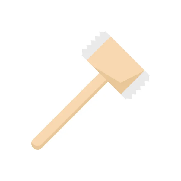 Flat Icon Wooden Hammer Meat Isolated White Background Vector Illustration — Stock Vector