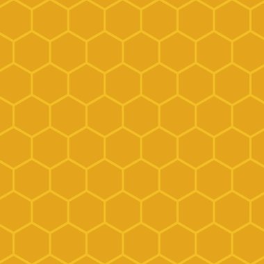 Sarı arka planda izole edilmiş kusursuz bal peteği deseni. Vektör illüstrasyonu.