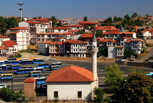 Ankara Türkiye Nin Tarihi Kesiminde Kırmızı Çatıları Bir Sürü Mavi — Stok fotoğraf