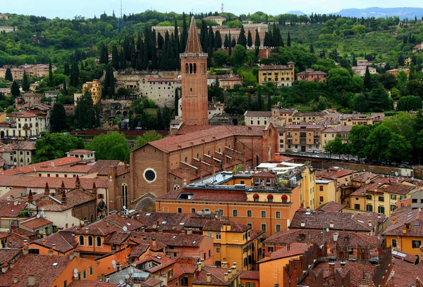 Pohled Historické Centrum Verony Itálie Bazilikou Santa Anastasia Centru Fotografie — Stock fotografie