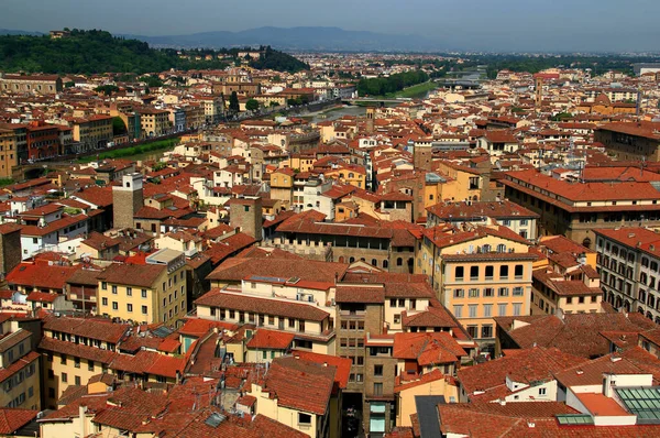 Panoramatický Výhled Část Historického Centra Florencie Firenze Řekou Arno Mosty — Stock fotografie
