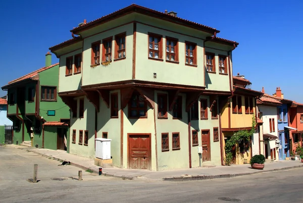 Eskisehir Turcja Sierpnia 2020 Zdjęcie Widokiem Ulicę Kolorowymi Starymi Domami — Zdjęcie stockowe