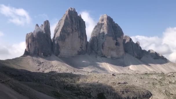 Landskapsvideo Med Utsikt Över Tre Berg Tre Cimes Nationalpark Dolomiterna — Stockvideo