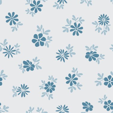 Çiçek elementleriyle kusursuz vektör tekrarlanıyor. Vektör çizimi. Kumaş, ambalaj, ambalaj için harika