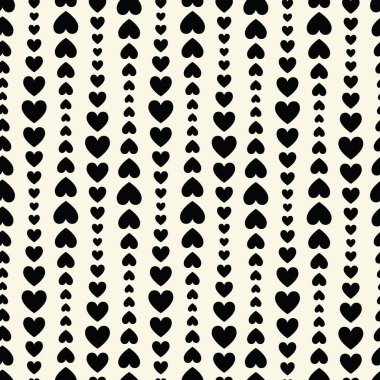 Uneven vertical stripes of heart silhouette, seamless vector pattern, great for textile, wrapping paper, packaging, scrapbook