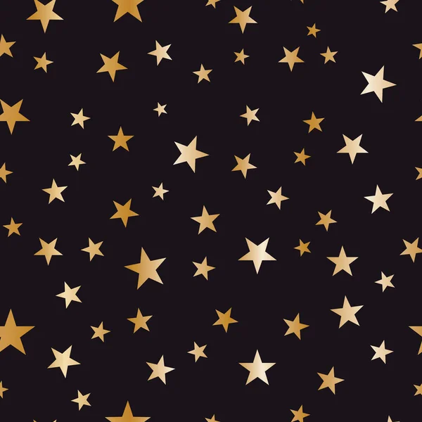 Golden Stars Black Seamless Vector Pattern Great Packaging Wrapping Paper — Image vectorielle