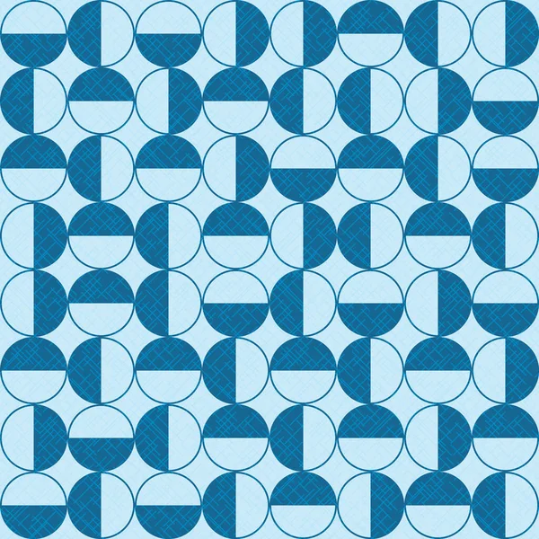 Sømløs Vektorgeometrisk Mønster Med Blå Halvsirkler Tekst Bakgrunn Tekstil Innpakning – stockvektor