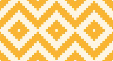 Kusursuz vektör desenli krem beyaz ve hardal sarısı kabile geometrik süsü tekrar ediyorum, tekstil. Vektör illüstrasyonu