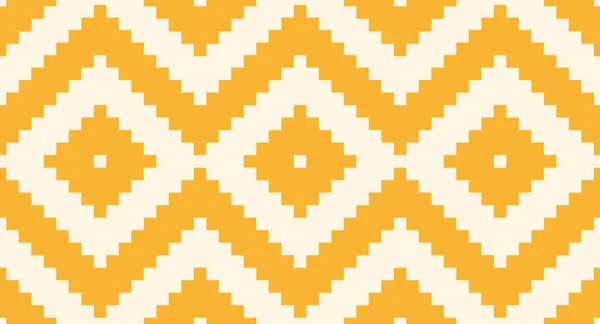 Nahtloses Vektormuster Cremeweiß Und Senfgelb Tribal Geometrischen Ornament Wiederholen Textil — Stockvektor