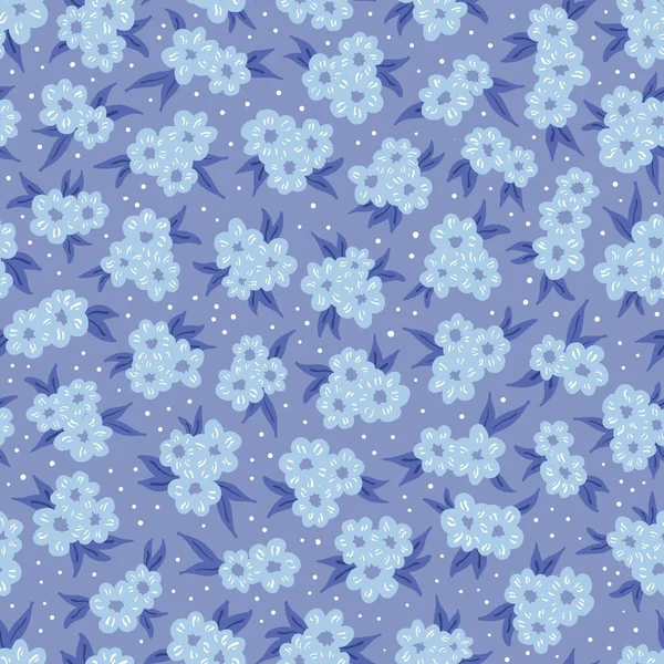 ライラック テキスタイル スクラップブック バックドロップのブルーダッサーの花のシームレスなベクターパターン ベクトルイラスト — ストックベクタ