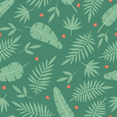 Kusursuz tropikal yapraklı vektör deseni, tekstil baskısı kadar harika, ambalaj kağıdı. Vektör illüstrasyonu