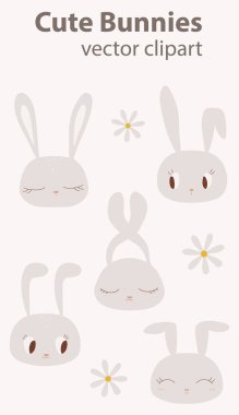 Şirin tavşan, vektör klibi resimlerini çiziyor. Vektör illüstrasyonu